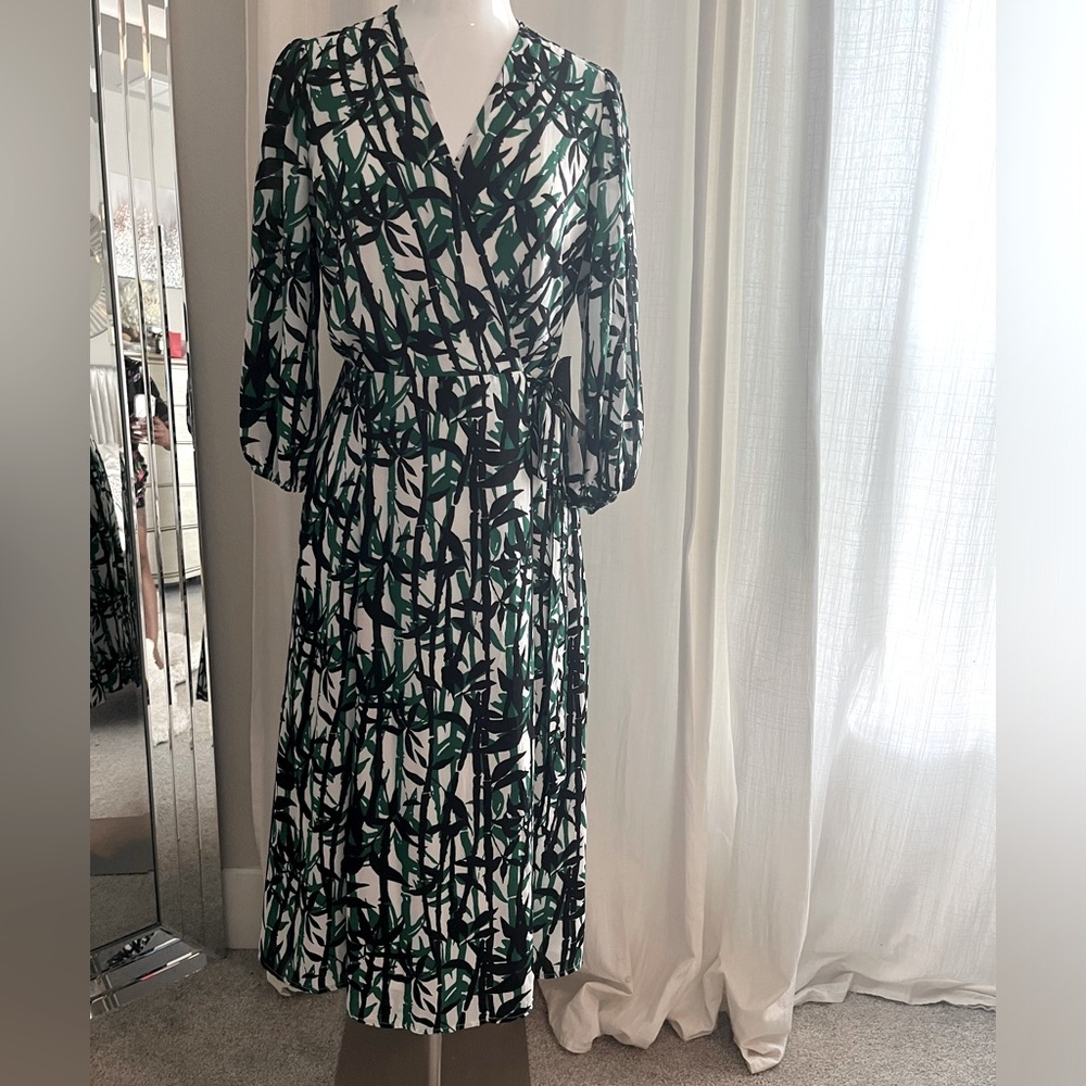 Palm Print Wrap Dress
